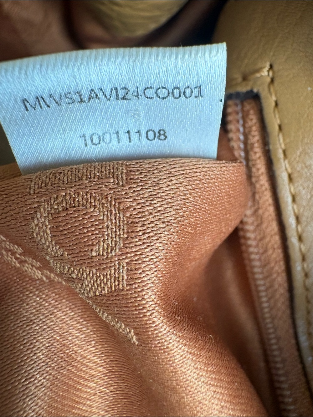 Gorgeous MCM Cognac Visetos Drawstring Shoulder Leather Bag with Gold Hardware - Picture 11 of 13